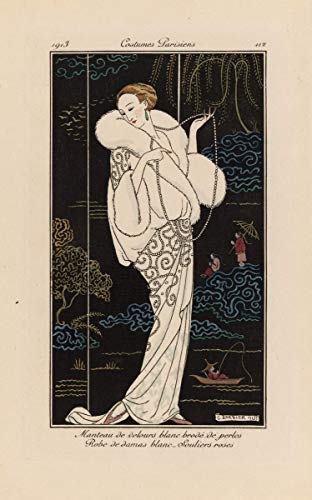 George Barbier Giclee Lienzo Impresión Pintura póster Reproducción Print (Abrigo de Terciopelo Blanco Bordado con Perlas)