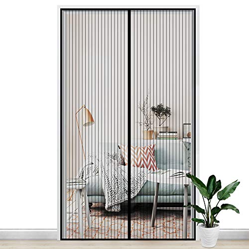 Gimars Cortina mosquitera doble magnetica puerta exterior sin tornillos, Mosquitera puerta corredera lateral con iman para terraza/habitacion 120 * 220 cm Fácil de instalar