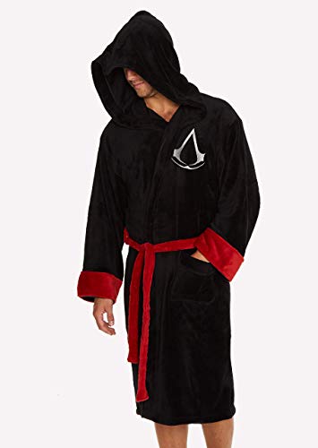 Groovy Assassin's Creed Albornoz con capucha, poliéster, negro, talla única