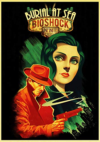 H/F Juego De Disparos Bioshock Cartel De Lienzo Retro DIY Estilo Nórdico Hogar Sala De Estar HD Arte Decorativo Pintura Al Óleo Mural Sin Marco50X60Cm 4614L