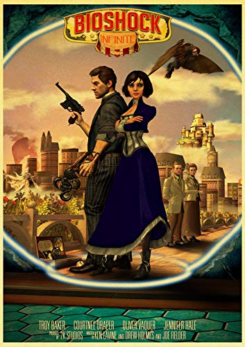 H/F Juego De Disparos Bioshock Póster De Lienzo Retro DIY Estilo Nórdico Hogar Sala De Estar HD Arte Decorativo Pintura Al Óleo Mural Sin Marco50X60Cm 4611L