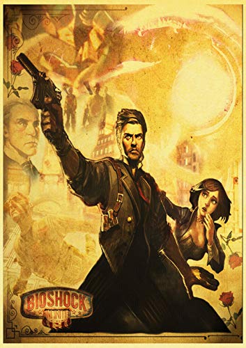 H/F Juego De Disparos Bioshock Póster De Lienzo Retro DIY Estilo Nórdico Hogar Sala De Estar HD Arte Decorativo Pintura Al Óleo Mural Sin Marco50X60Cm 4612L