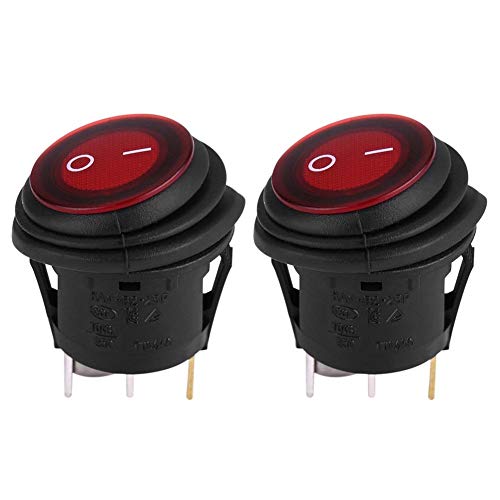 HGY Interruptor de luz LED Rojo 2pcs 12V / 24V 20A Universal 3 Pines del Coche del Barco Auto Redonda sobre □ Off Toggle Rocker