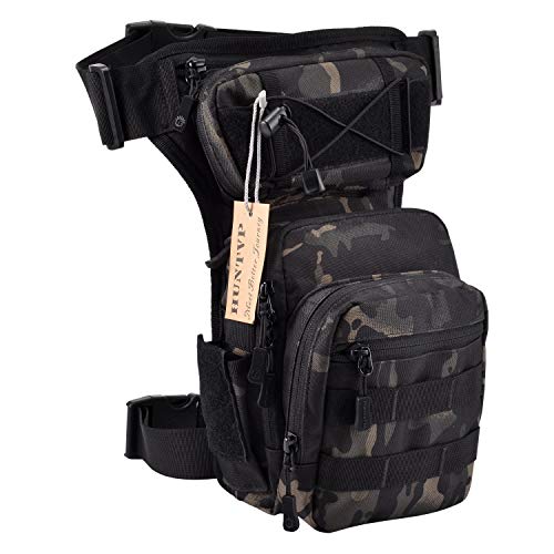 Huntvp Bolsa de Pierna Bolsa Táctical Militar Impermeable para Correr Senderismo Ciclismo Camping Caza, Negro/Verde/Marrón/Camuflaje