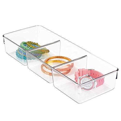 iDesign Organizador 3 divisores Linus Dresser 13 x 33 x 8 cm. Tranparente, 3 Compartimentos