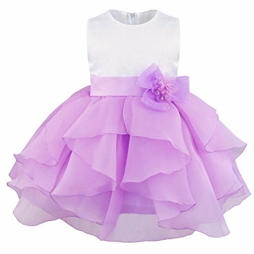 IEFIEL Vestido de Bautizo Princesa para Bebé Niña Recién Nacido (3-36 Meses) Vestido Princesa de Fiesta con Bowknot Vestido Hermoso de Dama de Honor Cumpleaños Morado Claro 3-6 Meses