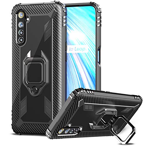 IMBZBK Compatible con Funda Realme 6/Realme 6S/Realme Narzo,[Anillo de dedo de rotación de 360 grados][Anti-caída]soporte magnético para automóvil Compatible para Realme 6/Realme 6S/Realme Narzo-Negro