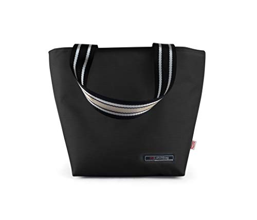 IRIS Tote Bolsa Porta Alimentos, Tela, Negro, 33x14x23 cm