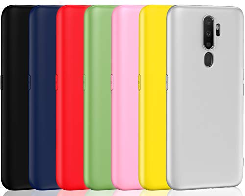 ivoler 7 x Funda para OPPO A9 2020 / OPPO A5 2020, Ultra Fina Carcasa Silicona TPU de Alta Resistencia y Flexibilidad (Negro, Azul, Verde, Rosa, Rojo, Amarillo, Marrón)