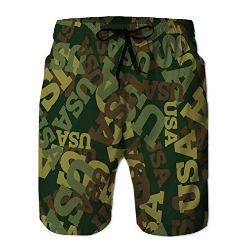 jiilwkie Mens Beach Board Short Swim Trunks Camuflaje Militar EE. UU. Soldado del ejército Protector Americano Textura Ropa Adorno Cazador Patriota Caqui L