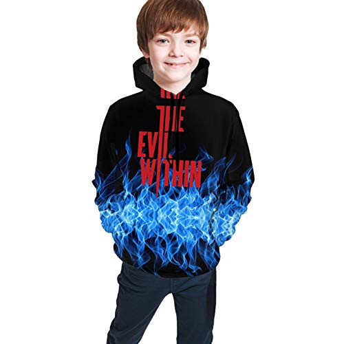 John J Littlejohn The Evil Within suéter con Capucha para niños Sudaderas con Estampado 3D Sudaderas con Capucha para jóvenes Pullover Sudadera con Capucha Unisex 18-20 años