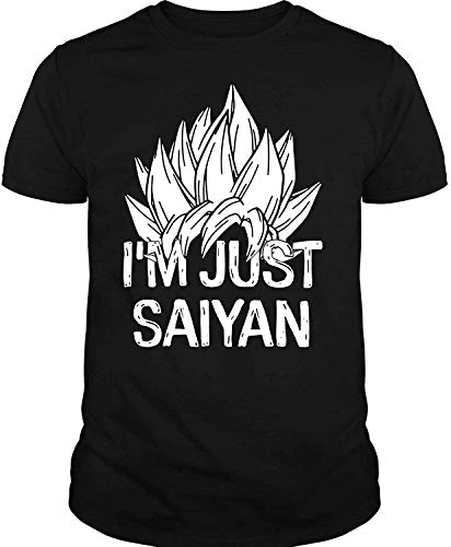 JONES DIY I'm Just Saiyan T Shirt, Dragon Ball Z Goku & Vegeta T Shirt,Unisex Black,Small