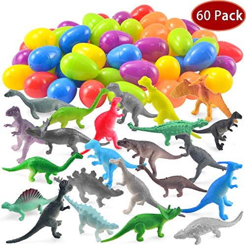 JOYIN 60 Pack Huevos de Pascua con Figuras de Mini Dinosaurios Juguetes