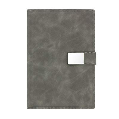 JPYH Cuaderno de Cuero A5 Libreta de Suministros de Oficina Cuaderno de Negocios con Hebilla magnética Cuaderno de Estudiante para Oficina de Negocios de Cuello Blanco (Gris)