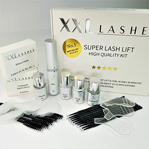 Juego de Lash Lift de XXL Lashes, juego de levantamiento y permanente de pestañas, No. 1 más vendido, tiempo de aplicación 2-5 min, juego de 10 piezas para 12-15 aplicaciones, incluye un manual