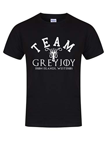 Kelham Print Unisex Slogan T-Shirt Team Greyjoy Iron Islands Black Large with White