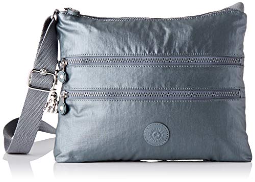 Kipling Alvar, Bolso con Bandolera para Mujer, Gris (Steel Gr Metal), 33x26x4.5 centimeters (B x H x T)