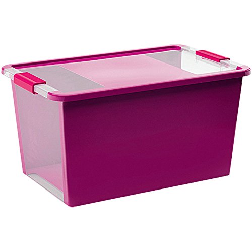 Kis 8454000 0129 01 Bi Box - Caja de Almacenamiento Plastico Morado/ Transparente, 40 L (55 x 35 x 28 cm)