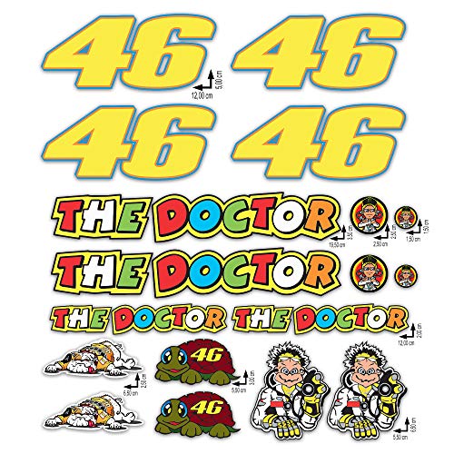 KIT Adesivi Stickers VALENTINO ROSSI THE DOCTOR 46 LOGO pannello intero 16pz OFFERTA motorino MOTO casco MOTOCICLETTA …