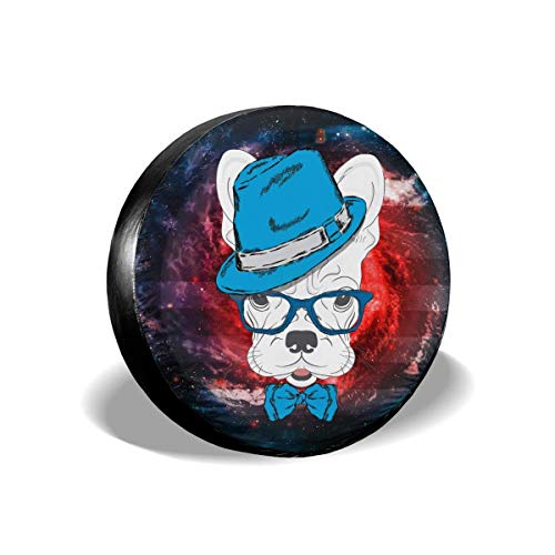 Kncsru Cubierta para llanta de Repuesto, Gorro de Color Bulldog francés con Mascota Cachorro pequeño, Cubierta para llanta para Jeep, Remolque, RV, SUV y Muchos vehículos, 15 Pulgadas