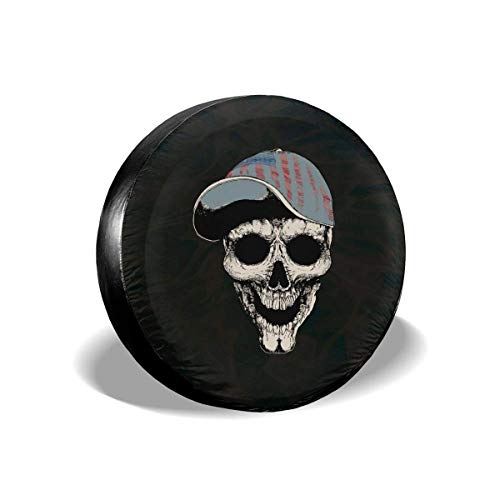 Kncsru Cubierta para Llantas de Repuesto, Calavera con Gorra de béisbol, Protectores de Llantas Impermeables a Prueba de Polvo para Jeep, Remolque, RV, SUV y Muchos vehículos, 15 Pulgadas