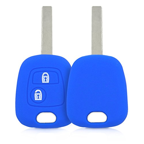 kwmobile Funda de Silicona Compatible con Peugeot Citroen Llave de Coche de 2 Botones - Carcasa Suave de Silicona - Case Mando de Auto Azul