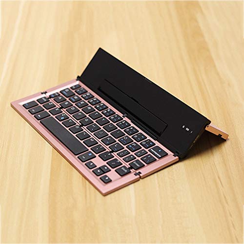 LaLa POP Tableta de teléfono móvil de Tres Pliegues Bluetooth Tableta Portátil Mini iOS Android Teclado Universal (Color : Oro Rosa)