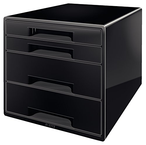 Leitz Buc de 4 cajones, organizador de escritorio, Negro/Gris, Dual Colour, 52521095