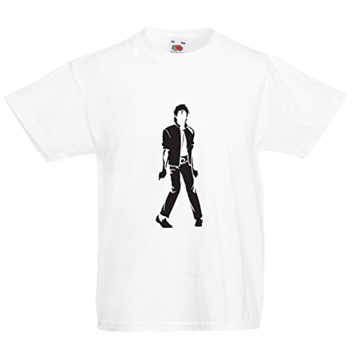 lepni.me Camiseta para Niño/Niña Me Encanta M J - Rey del Pop, 80s, 90s Músicamente Camisa, Ropa de Fiesta (7-8 Years Blanco Negro)