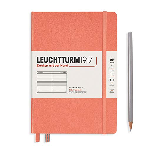 Leuchtturm1917 Bellini - Cuaderno (A5, tapa dura, a rayas), color blanco