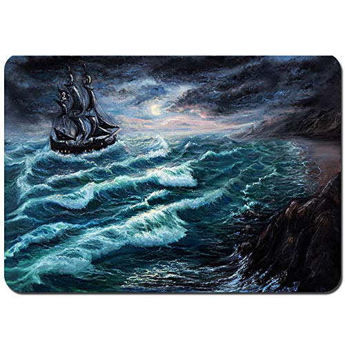 Lichenran Antideslizante Alfombra De Baño,Barco Pirata,Alfombra de Cocina Alfombra Mascota,Alfombras de Ducha 75x45cm