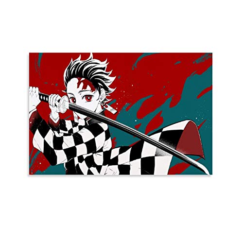 Lienzo decorativo para pared de estilo moderno para sala de estar, dormitorio, anime demonios slayer figura manga póster Kimetsu No Yaiba pintura sala de estar exhibición 50 x 75 cm