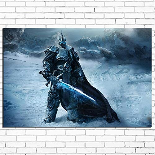 Lienzo Pintura Póster Del Juego World Of Warcraft Wrath Of The Lich King, Pintura Hd, Arte De Pared De Fantasía Para Decoración Del Hogar 50 * 75cm