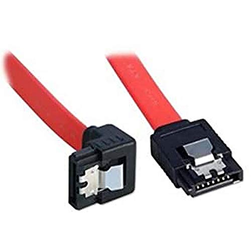 LINDY 33456 - Cable SATA III con clip de seguridad, 0,5m - Conector recto y conector en ángulo de 90º – Color rojo