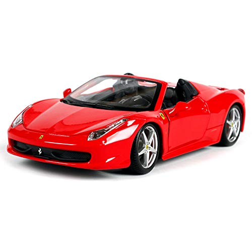 LMEI-Cars Ferrari 458 Spider Maqueta Coche - 1: 24 Autos Deportivos CláSicos Rojos, Modelo De FundicióN A PresióN De SimulacióN EstáTica, Cuerpo De Metal, Modelo Terminado, Regalos, Coleccionables