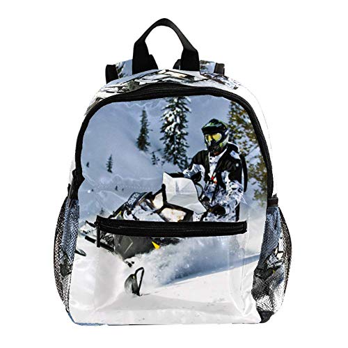 Locomotora de Nieve 04 Mochila para niños Mochila Escolar Ligera Impresión Completa para niños en Edad Preescolar 3-8 años Bolsa de bebé Pañal Leche en Polvo Mochila 25.4x10x30 CM