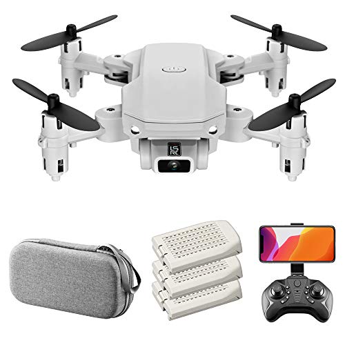 LS-MIN Mini Drone RC QuaAdcopter 1080P Cámara 13mins Tiempo Vuelo 360° Flip 6-Axis Gyro Gesto Foto Video Pista Vuelo Altitud Control Retención Remoto sin Cabeza para Niño Adulto (Gris,1080P&3 Batería)