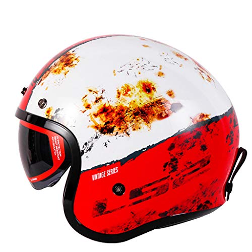 LTOOTA Casco Medio Cara Abierta Vendimia Medio Casco Motocicleta Biker Cruiser Scooter Casco Turismo, Hombres Y Mujeres Four Seasons Universal Knight Casco Completo,D,L(54~57CM)