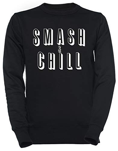 Luxogo Smash & Chill Unisexo Negro Sudadera Hombre Mujer Unisex Black Jumper Men's Women's