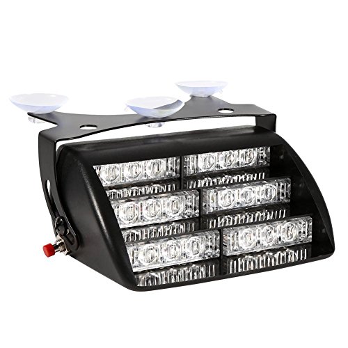 Luz de emergencia del tablero, luz de advertencia de la luz estroboscópica de la policía del automóvil 18 LEDs Dash Emergency Emergency 3 Flash Lights 12V(Rojo y azul)