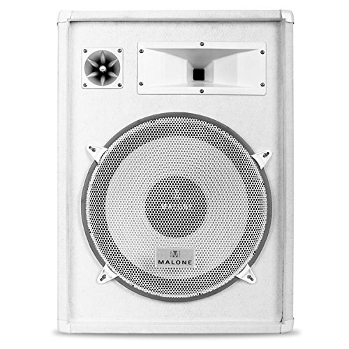 Malone Altavoz Pasivo PW-1522 DJ - PA, 3 vías, Rango Completo, 15 Pulgadas, 800 W, 30 Hz a 18 kHz, Asas Transporte, Blanco