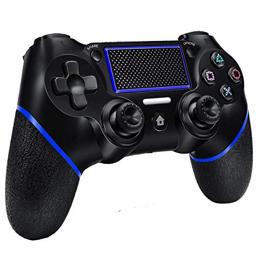 Mando Inalámbrico para PS4, Mando para PS4/Pro/PC con Touch Pad y Conector de Audio Doble vibración Antideslizante Wireless Bluetooth Gamepad Controlador para Playstation 4