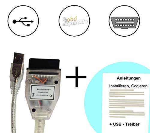 MaxDia Diag2+ - D-CAN - Interfaz de diagnóstico para vehículos BMW (03/2007-2014) + instrucciones nuevas & envase original Solo de obdexpert.de.