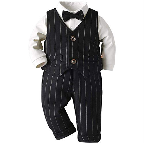 maxishangmao Coolelves Winter New Boy Manga Larga Gentleman Vestido De Un Año Set Baby Baby Chaleco Acolchado Conjunto De Tres Piezas