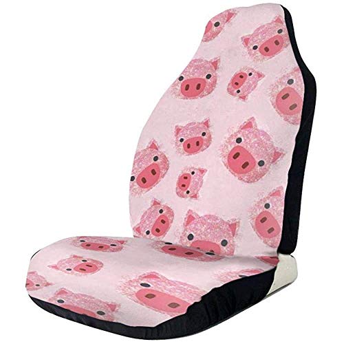 Medlin Fundas de Asiento de Coche Pink Pig Face Glitter Funda de Asiento de Cubo elástica Universal Fit Most Car/Truck/SUV,