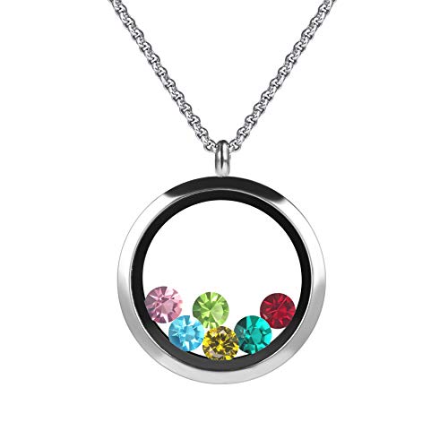 Meilanty Mujer Collar 60cm Floating Memory Locket con Cristal 001