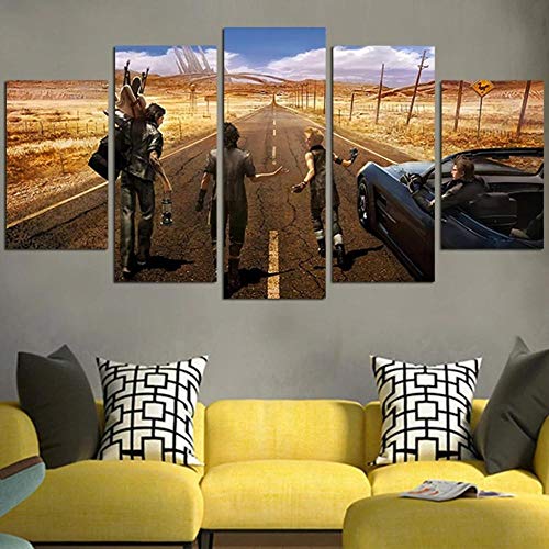 MENGLE Cuadros Decor Salon Modernos 5 Piezas Lienzo Grandes XXL Murales Pared Hogar Decor Arte Pared Abstracto Final Fantasy XV Gladiolo HD Pintura Impresión Artesanía,150X80Cm