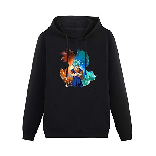 Mens Black Sweatershirt 3D Dragon Ball Z Goku Super Saiyan God Blue Hair Vegeta Print Cartoon Anime Hoodies Long Sleeve Pullover Loose Hoody Sweatershirt XXL