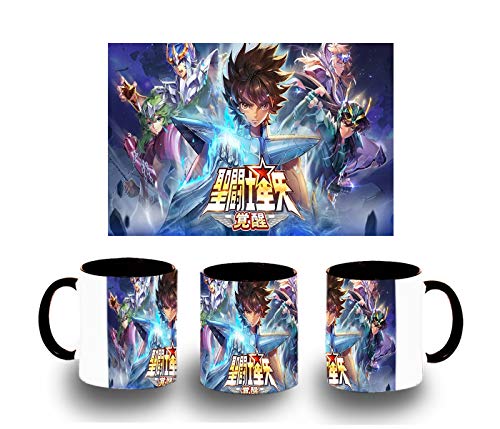 MERCHANDMANIA Taza Negra Saint Seiya PUÑOS Pegaso Color mug