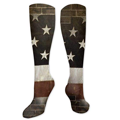 Military Dog Tags On American Flag Compression Socks for Women & Men - Best Medical, Nursing, Travel & Flight Socks